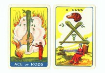 Ace and 3 of Rods - Thomson Leng Tarot 1935.jpg